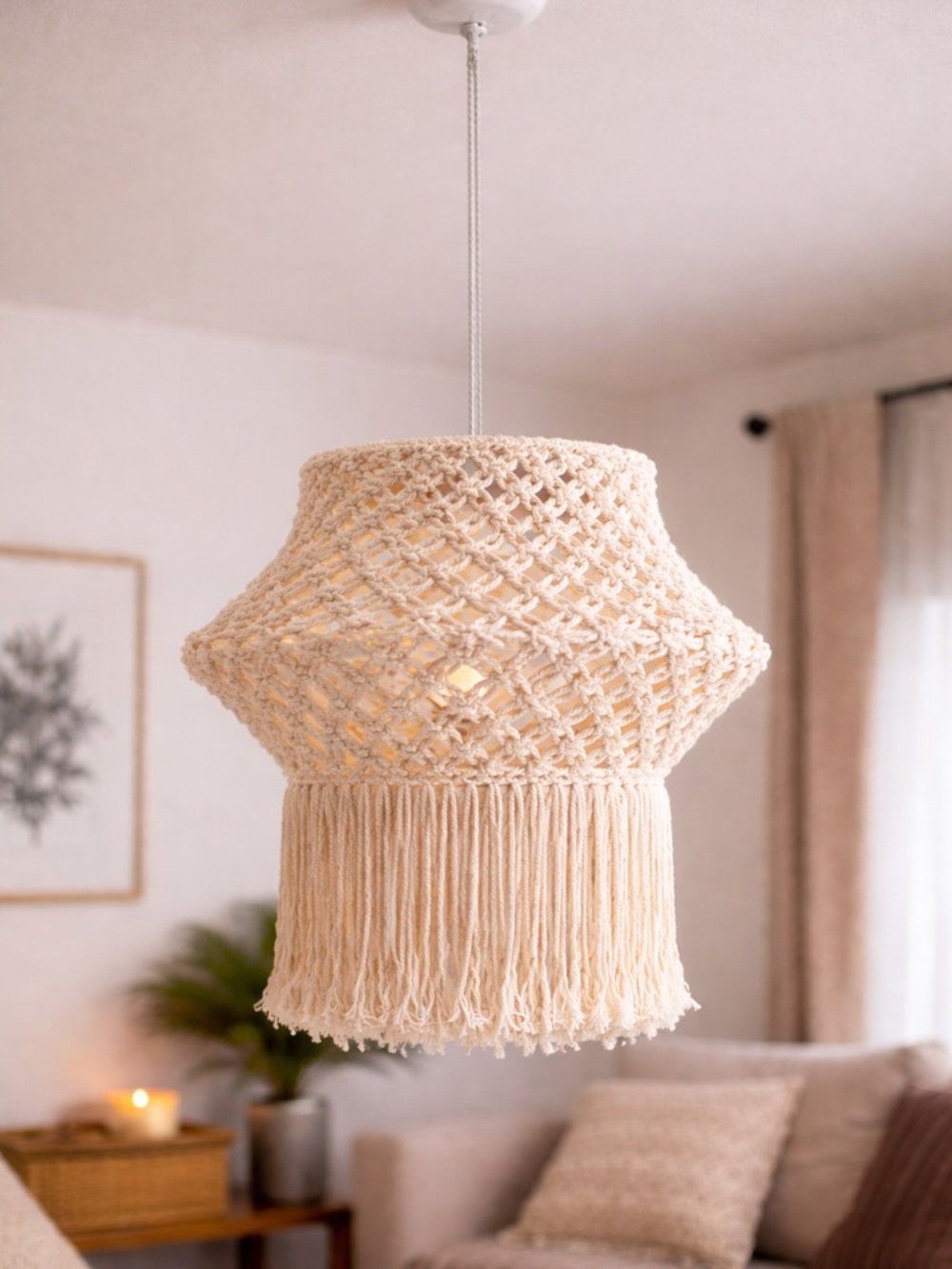 Boho Macrame Hanging chandelier